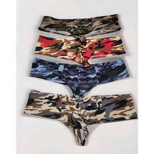 IKINGSKY Men's XL Camouflage Cheeky Boxer Briefs Sexy Mini Cheek Thong Underwear